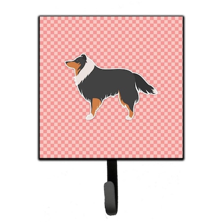 Jensendistributionservices Sheltie & Shetland Sheepdog Checkerboard Pink Leash or Key Holder MI1709925